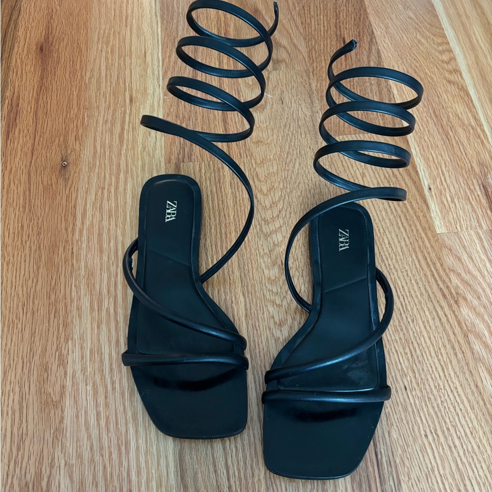Zara Spiral Ankle Wrap around Sandals